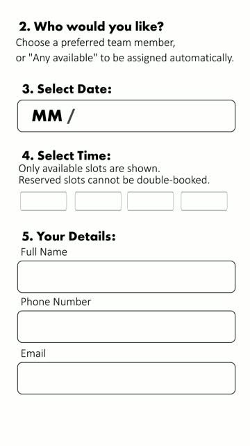 FastBook motion film showing the appointment interface