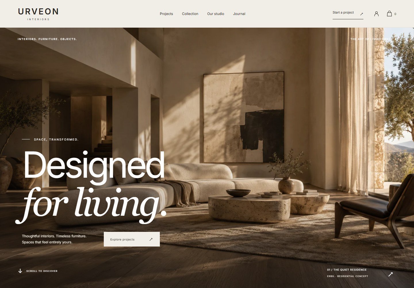 URVEON Interiors website screenshot