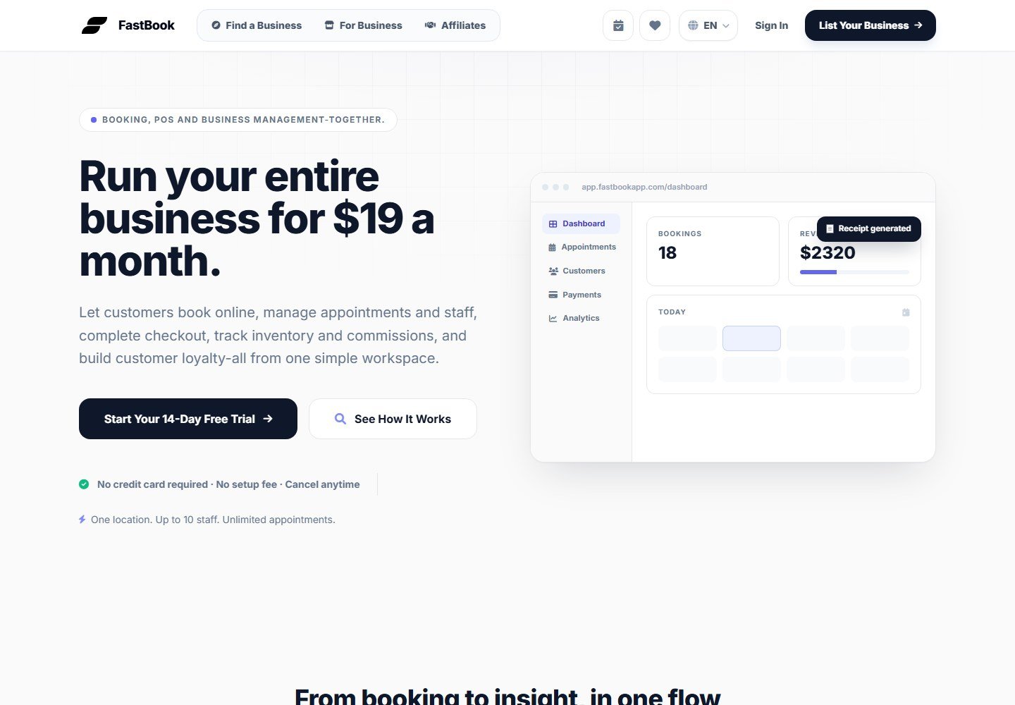 FastBook website shown in a compact preview
