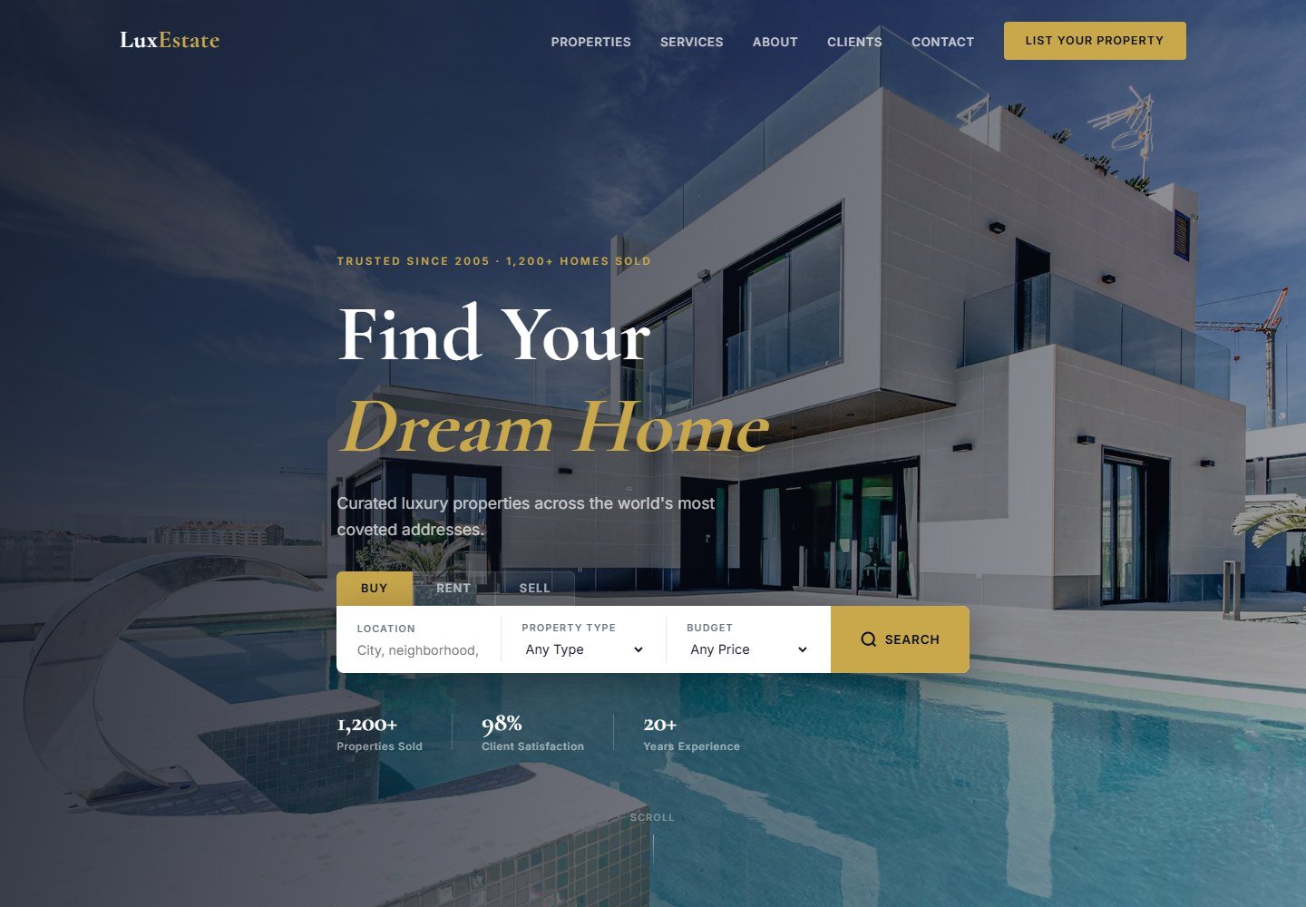 LuxEstate website screenshot