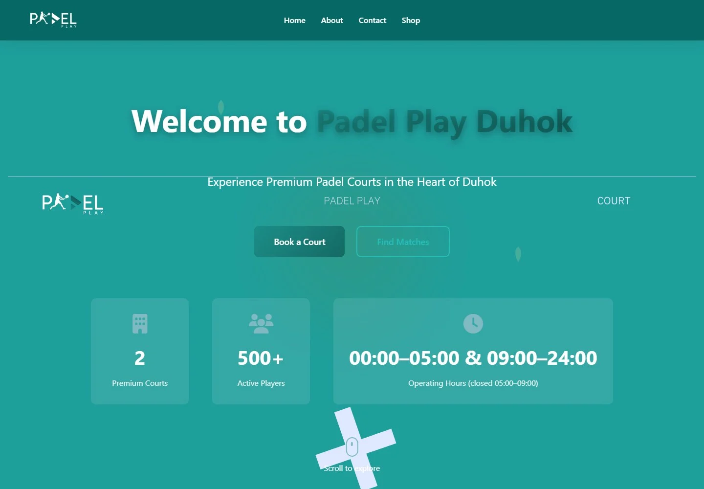 Padel Play Duhok website interface